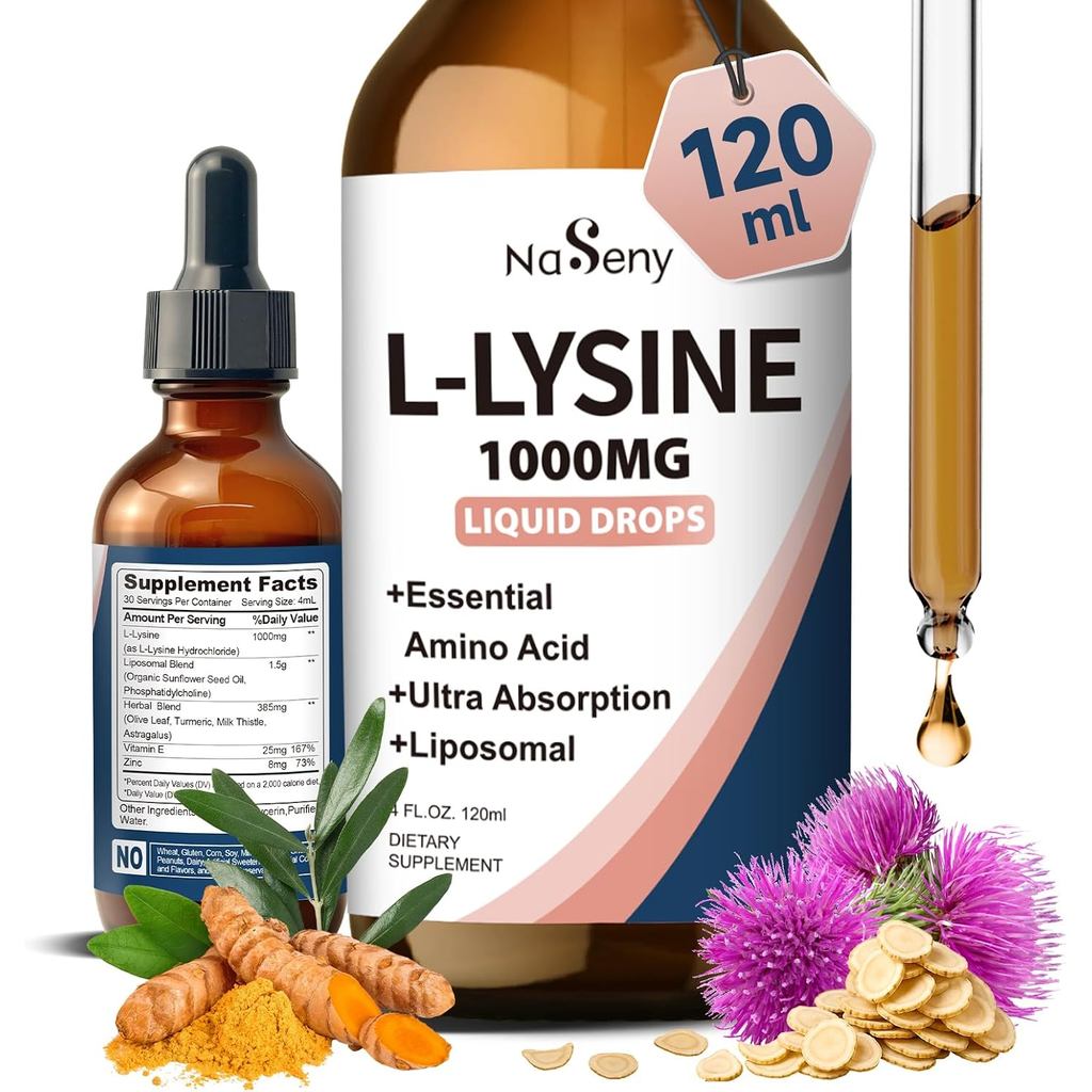 L-Lysine Liquid Drops, Liquid Lysine 1000mg peoplement Essential Amino Acid peoplement for Lips & Or