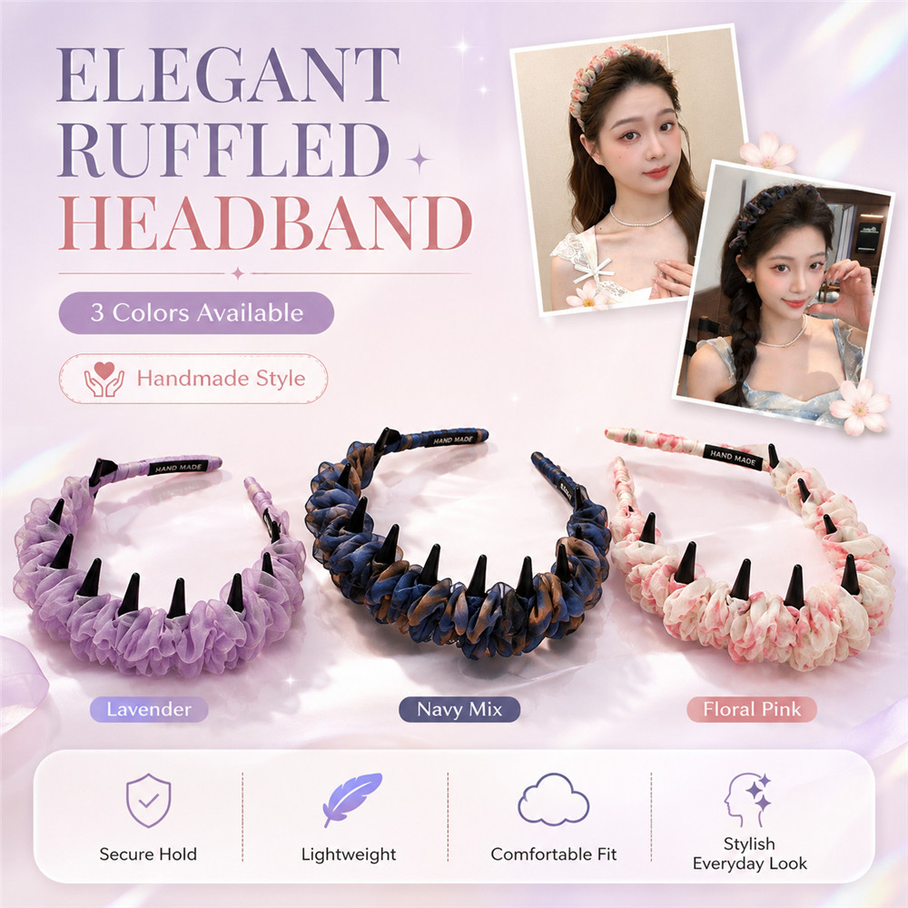 ที่คาดผมตาข่ายไล่ระดับสีสำหรับสาวๆ มีริ้วรอยคลื่นฟัน กันลื่น สไตล์เกาหลี อเนกประสงค์ ในช่วงฤดูร้อน