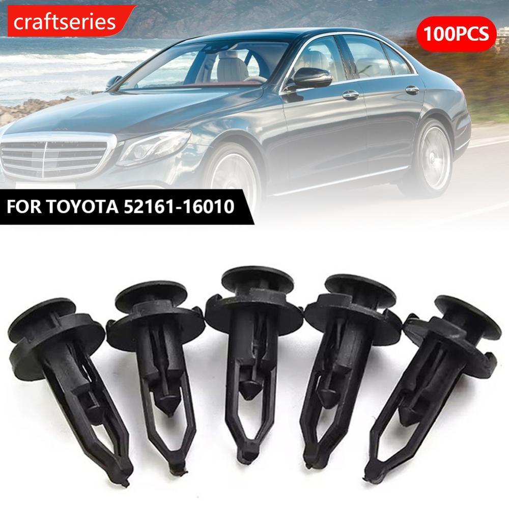 CRAFTSERIES 100pcs 9 มม.กันชนรถด้านหลังคลิป Push-type Clamp พลาสติกสีดําสําหรับ Toyota 52161-16010 5