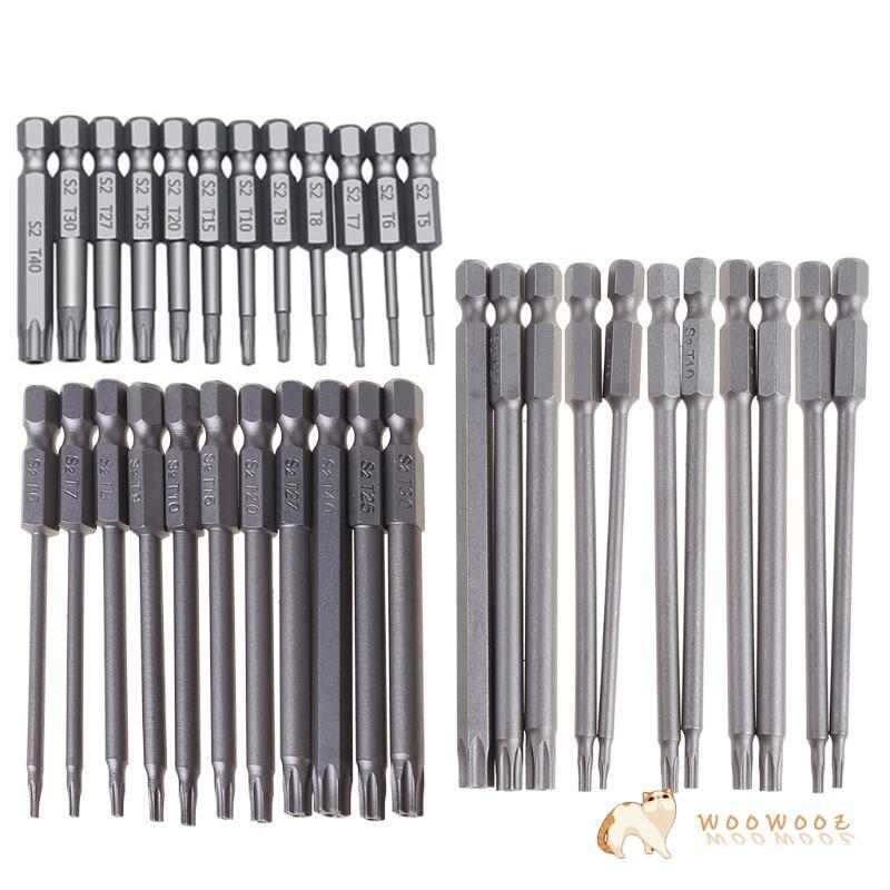 WOW 11 12pcs Tamper Proof Security เจาะชุด Bit Torx ไขควงแบนสําหรับหัว 1 4 Hex Bits Driver