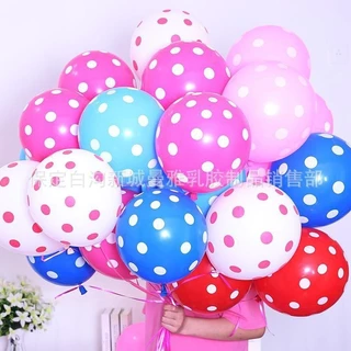 ลูกโป่งลายจุด 12 นิ้ว 10 ใบ ลูกโป่งวันเกิด ลายจุดสีสวย ลูกโป่งตกแต่งงานปาร์ตี้ ตกแต่งห้อง