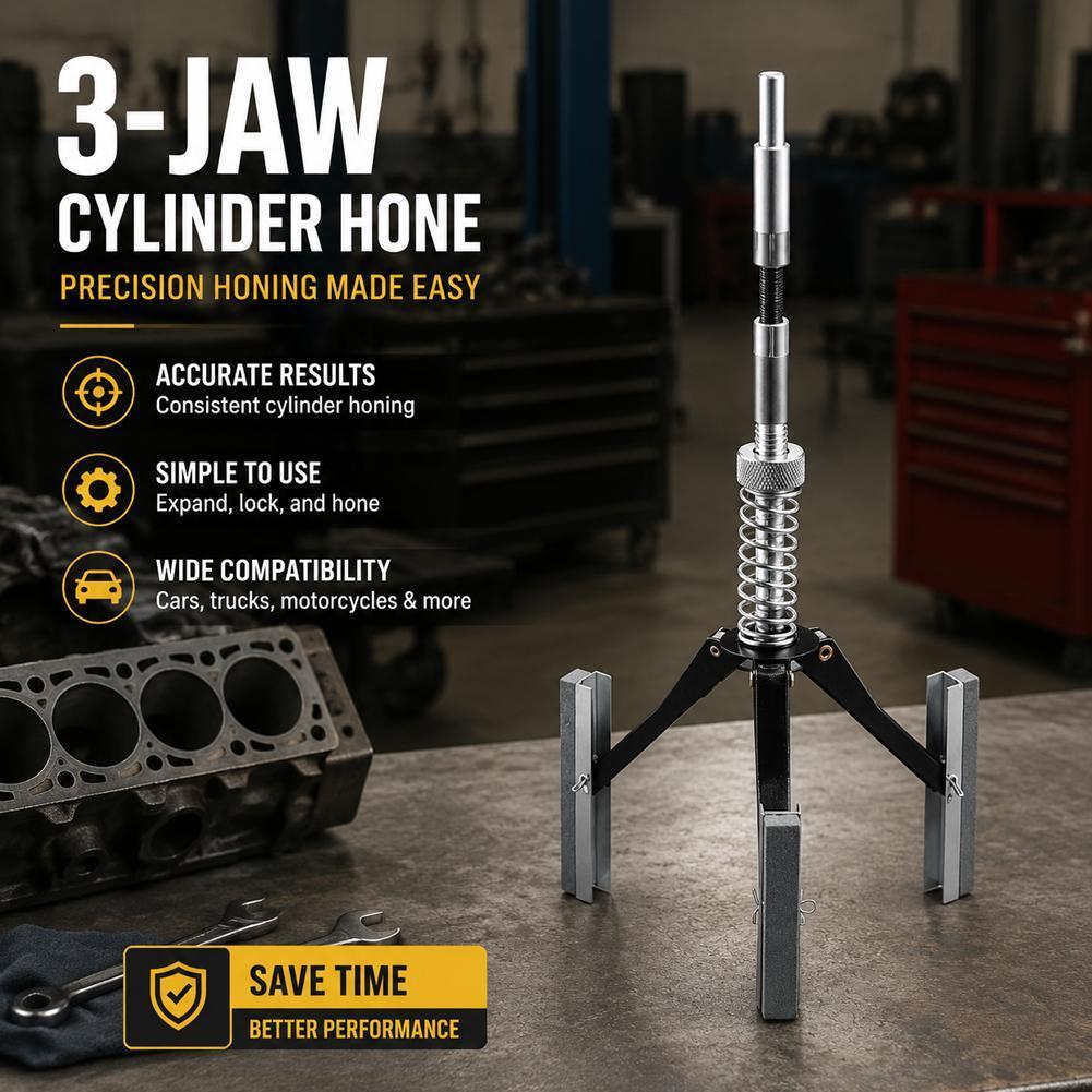 3 Jaw กระบอก Hone เครื่องมือเครื่องยนต์กระบอก Deglazer เครื่องขัด Hone ยืดหยุ่น 63 มม.18 Q0p3