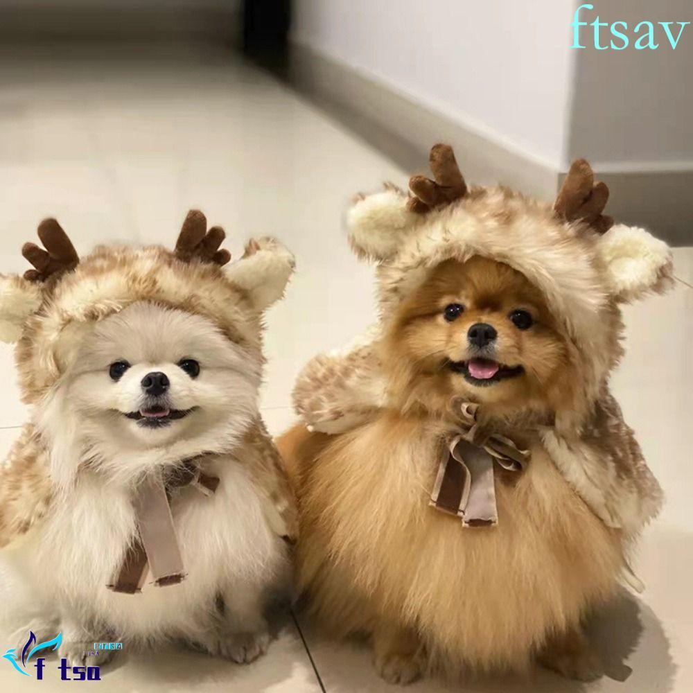 SWIFTSAVER Cat Elk Cloak, ตกแต่ง Plush Elk สุนัขผ้าคลุมไหล่, เสื้อผ้าคอสเพลย์สําหรับสัตว์เลี้ยงกับ A