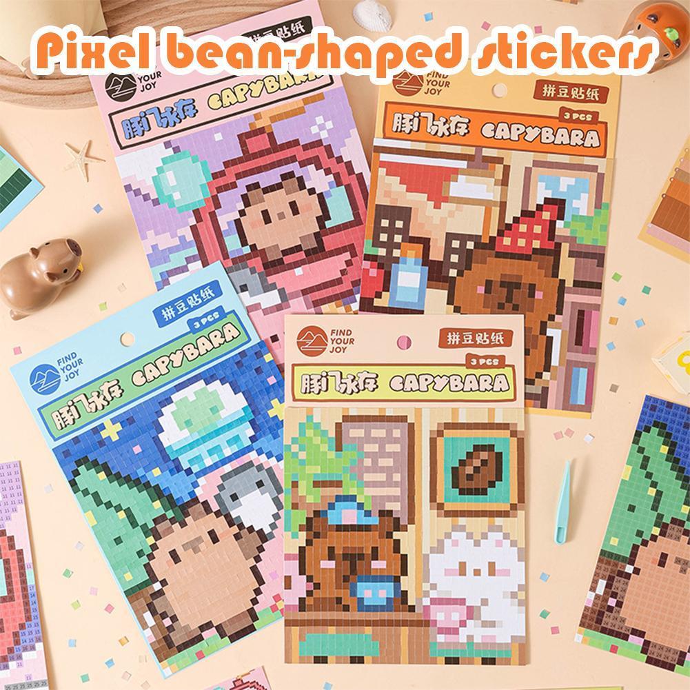 HOT Capybara Pixel สติกเกอร์ Art Kit Numbered Diy Craft น่ารักสัตว์การ์ตูนกิจกรรมผ่อนคลาย A0f5