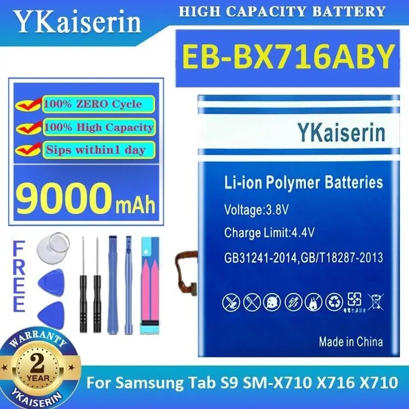 SAMSUNG EB-BX716ABY 9000Mah แบตเตอรี่แท็บเล็ตประสิทธิภาพสูงสําหรับSamsung Tab S9 SM-X710 X716 X710 เ
