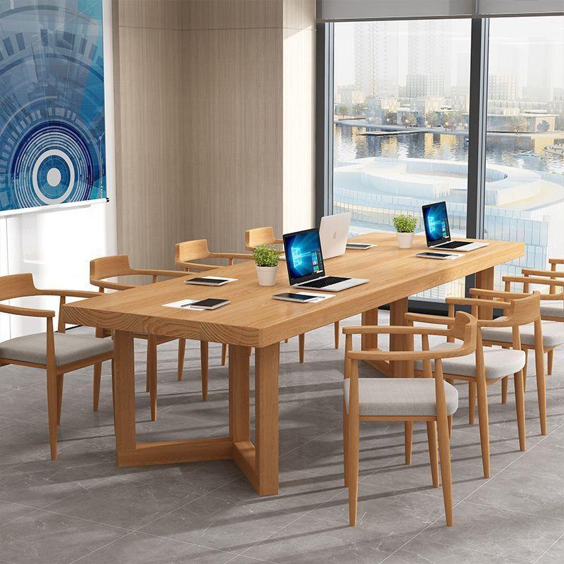 Simple modern conference table solid wood office desk and chair combination long negotiation table l