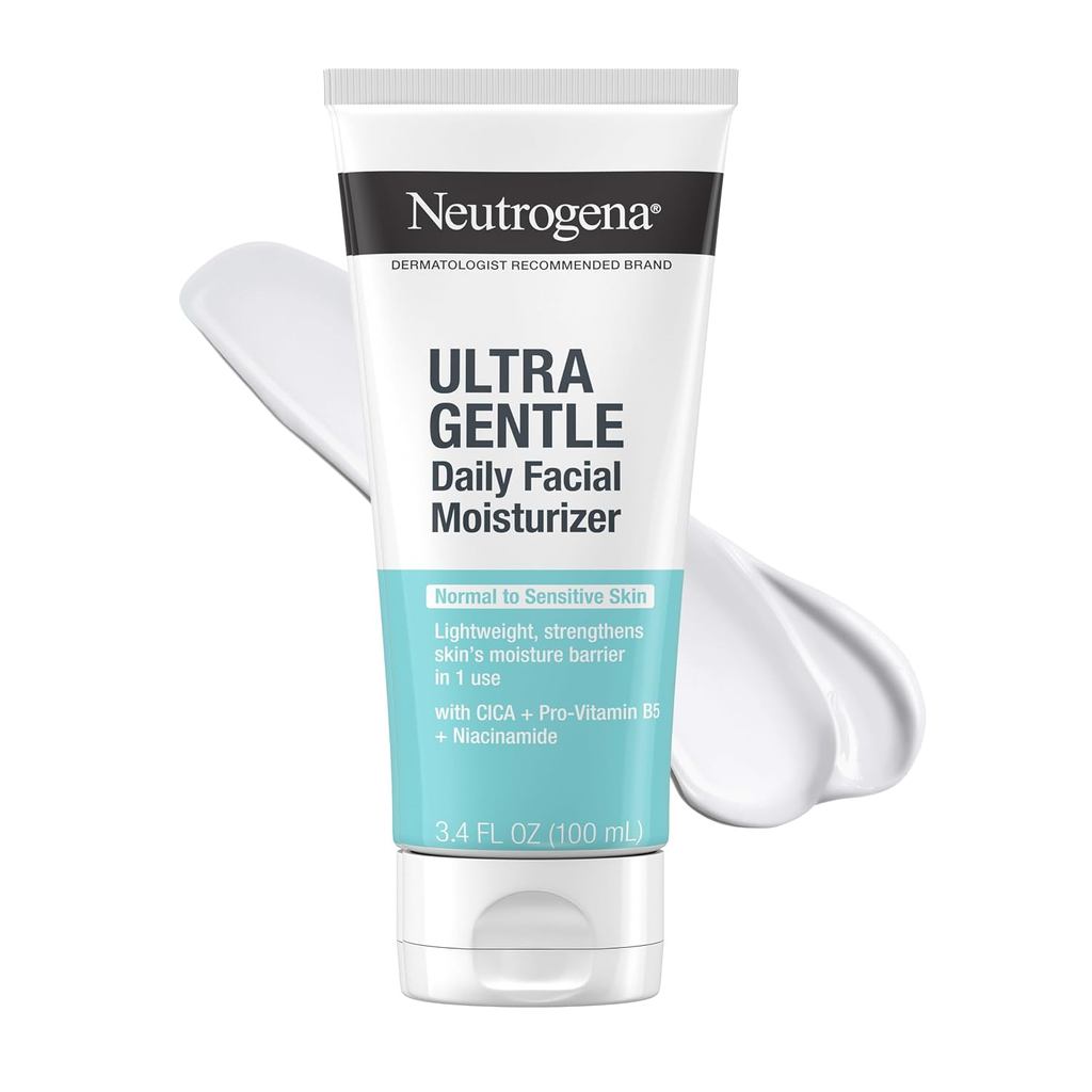 Neutrogena Face Moisturizer Ultra Gentle Daily Face Moisturizer สําหรับผิวแพ้ง่ายด้วยวิตามินบี 3, โป