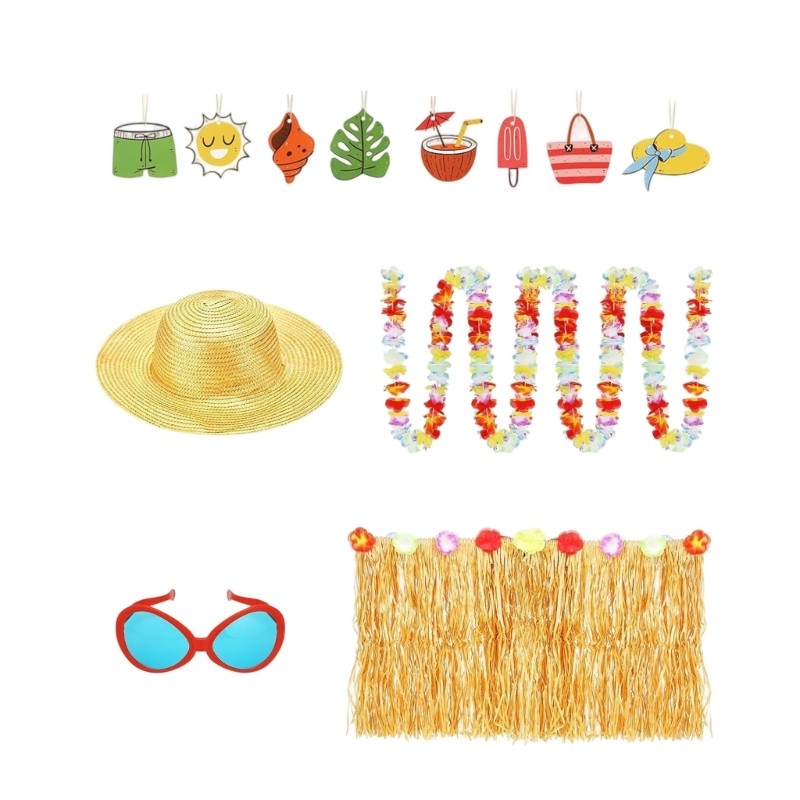 YU Island Theme Party Display Set สําหรับจัดแต่งทรงผมบ้านตามฤดูกาล 12 Pc Detail Assortment สําหรับมุ