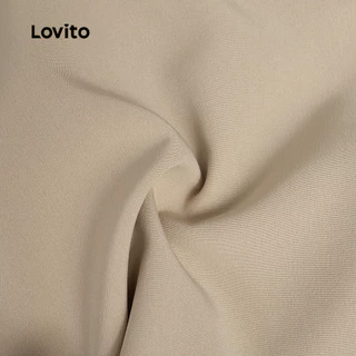 Lovito เดรสลําลองผู้หญิงผ้าพลิ้วสไตล์ Ruffle ฤดูร้อน/ฤดูใบไม้ผลิ สีคากี LK4ED853