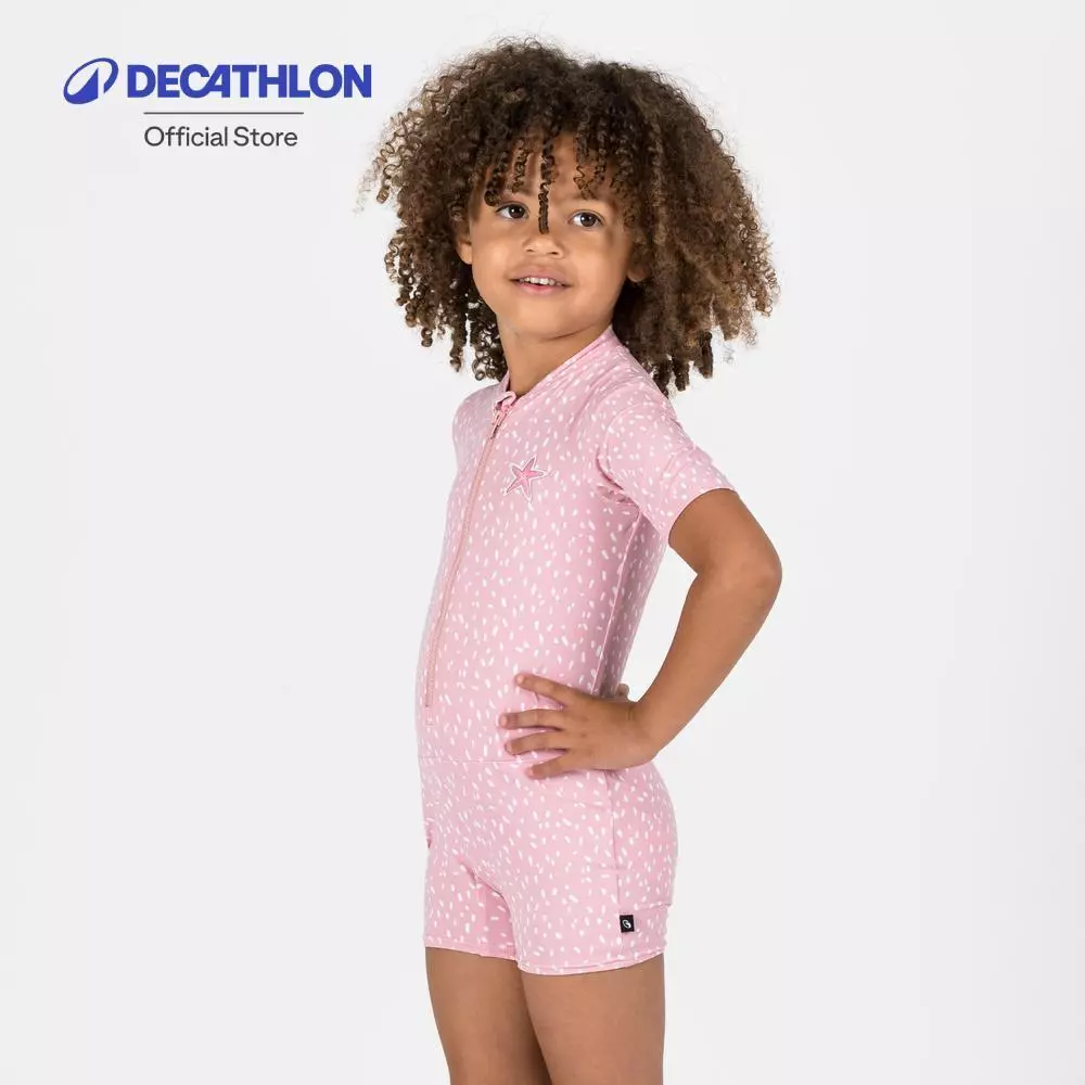 Decathlon Baby Swimming Short Sleeve And Short Leg Suit ชุดว่ายน้ำแขนสั้นและขาสั้นสำหรับเด็กเล็ก - Pink