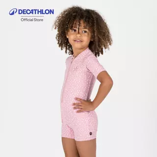 Decathlon Baby Swimming Short Sleeve And Short Leg Suit ชุดว่ายน้ำแขนสั้นและขาสั้นสำหรับเด็กเล็ก - Pink