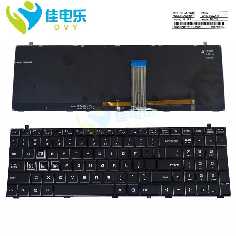 US Backlit คีย์บอร์ดสําหรับเกตเวย์ GGNC7119 GGNC71719-BK Shinelon T50 KBDR15A009-4011 14G5J852BUSL 7