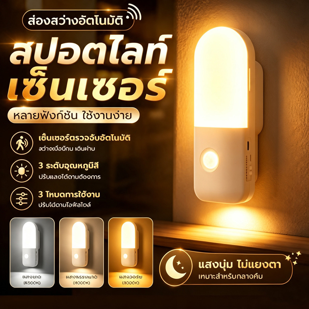 2 ชิ้น ไฟ LED การเหนี่ยวนําร่างกายมนุษย์ USB 3 สีไฟกลางคืนไร้สายไฟผนังแม่เหล็กสําหรับตู้เสื้อผ้าห้องคิชัย