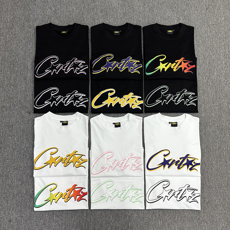 VLONE FOG VLONE FOG Corteiz Niche Street Wear Rainbow Letter พิมพ์เสื้อยืดผู้ชายผู้หญิงเสื้อยืดแขนสั