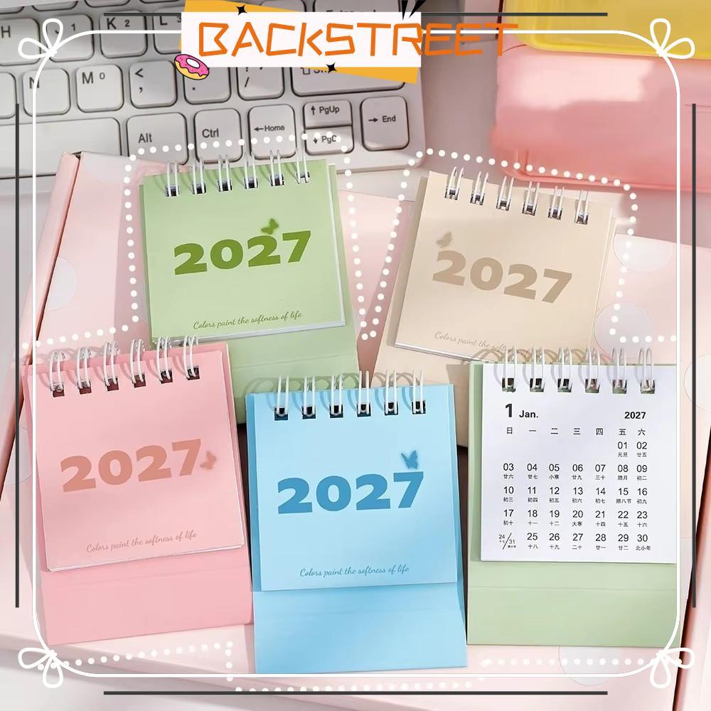 BACKSTAGE Mini Desktop Calendar, Paper Twin-Wire Binding ปฏิทินตั้งโต๊ะรายเดือน, กระดาษแข็งหนา Memo 
