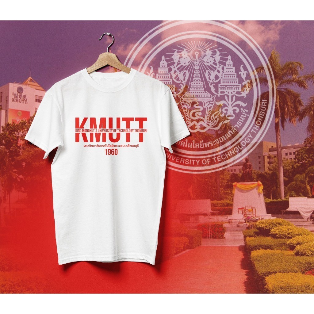 เสื้อยืดพิมพ์ลายกราฟิก KMUTT ทำจากผ้าฝ้ายแท้ คอกลม แขนสั้น ใส่ได้ทั้งชายและหญิง มีไซส์ S-5XL