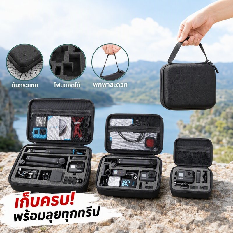 กระเป๋าเก็บกล้อง GoPro Action Camera Storage Bag เคสแข็ง EVA โฟมแบ่งช่อง กันกระแทก