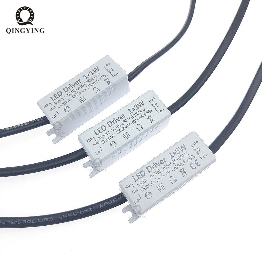 5pcs AC85-265V 1W 3W 5W LED Driver 1x1W 1x3W 1x5W 300mA 600mA 1200mA หม้อแปลงไฟฟ้าสําหรับเครื่องประด