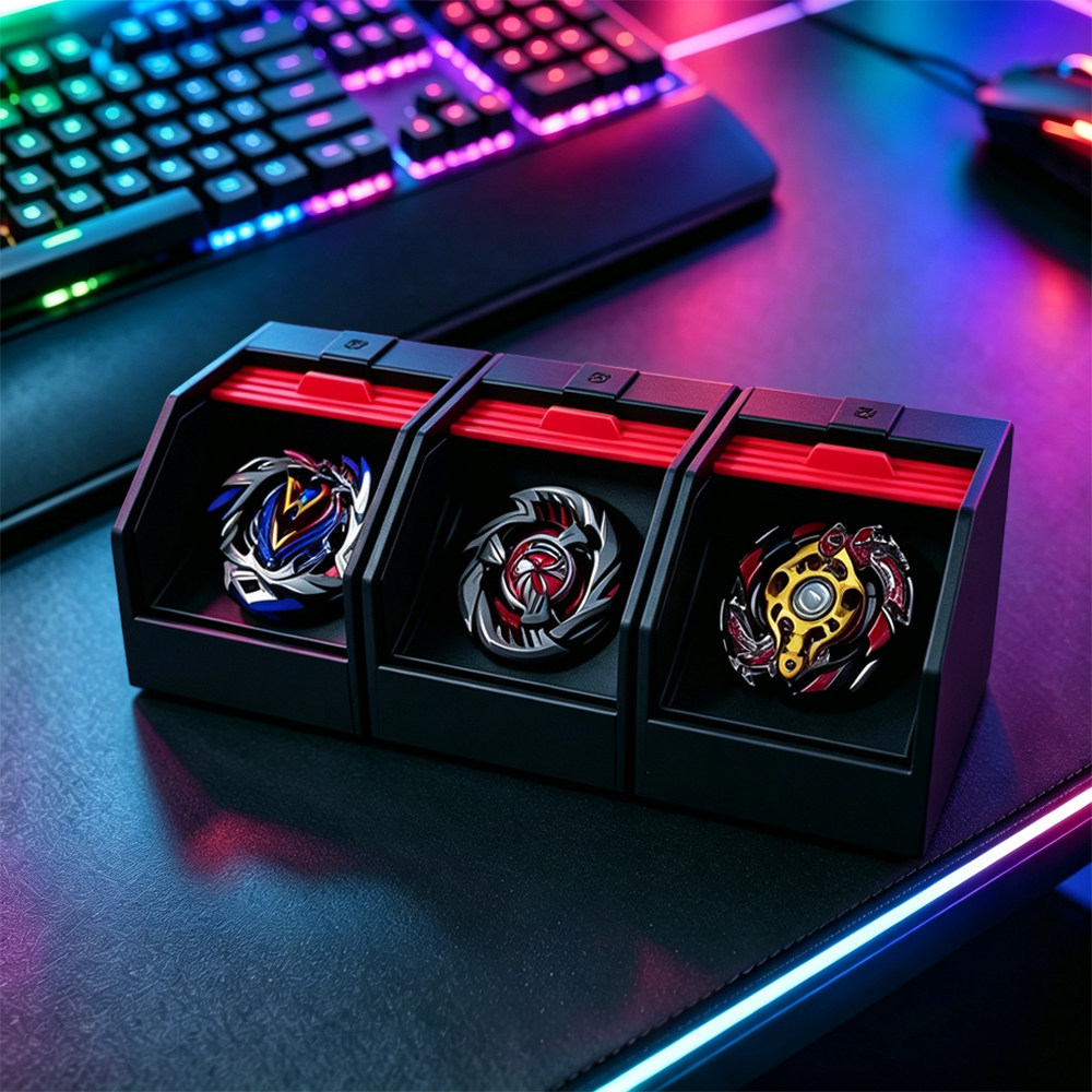 กล่อง Beyblade กล่องแสดง เบย์เบลด x เบย์เบลด x การแข่งขันเก็บของสามกริดกล่องเบย์เบลด