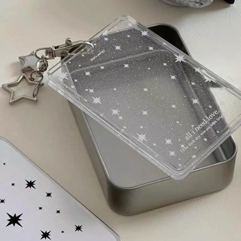 น่ารัก Star Card Holders 3 นิ้ว Idol Photcards แขนป้องกันการ์ด ID Badge Cover Kawaii กระเป๋าพวงกุญแจจี้