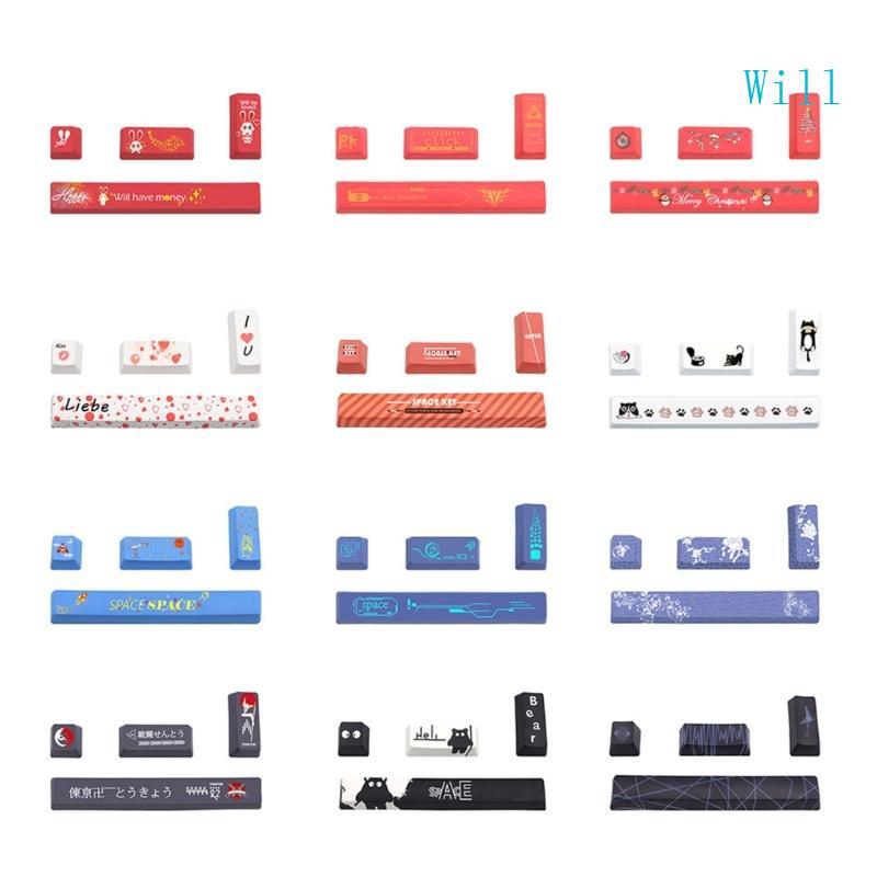 จะ 4 คีย์ Universal PBT Keycap ชุดคีย์บอร์ด Keycap ภาพวาดสไตล์จีน PBT OEM Keycaps Spacebar Keycap