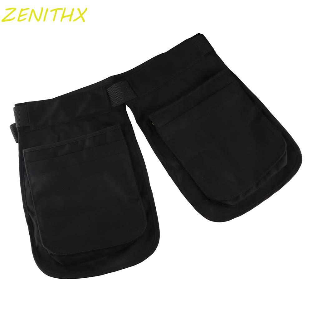 ZENITHX แพ็คเอว, กระเป๋าใส่เข็มขัดผ้ากันเปื้อนแบบปรับได้อเนกประสงค์, กระเป๋าคาดเอวแบบพกพาหลายกระเป๋าสีดําที่ทนทานกีฬากลางแจ้ง