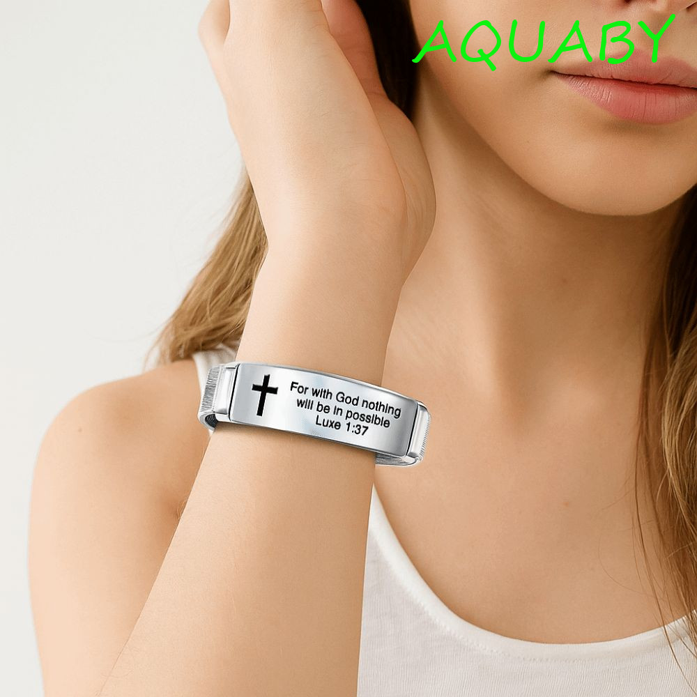 AQUABY คําคมสร้างแรงบันดาลใจ Braclets, Bible Verse Silver Family Friendship Bracelet, Simple Adjusta
