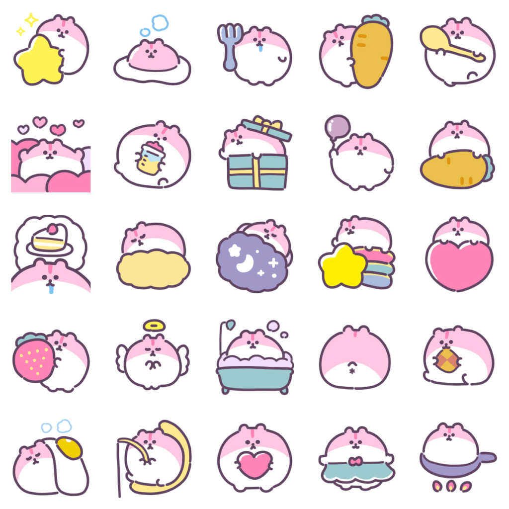 L411 Dynamic Moving Hamster Emoji Soft Cute line Emoji Pack gif Dynamic Drawing Free Pulling Materia