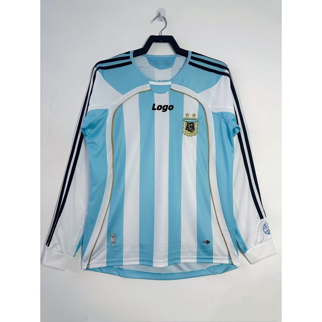 Retro Edition Argentina 2006/07 Mens Argentina Home Long Sleeve Football Jersey Shirt