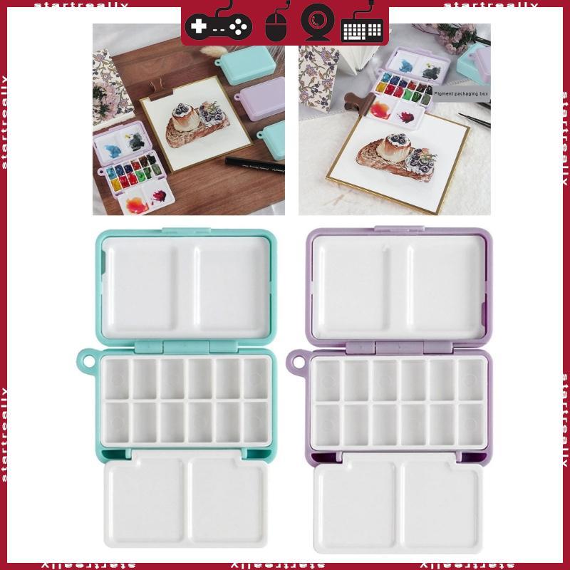 ST แบบพกพาสีน้ําสี Palette กล่องถาดผสมสีสําหรับศิลปินนักเรียน Watercolor น้ํามันอะคริลิค Gouaches ภา