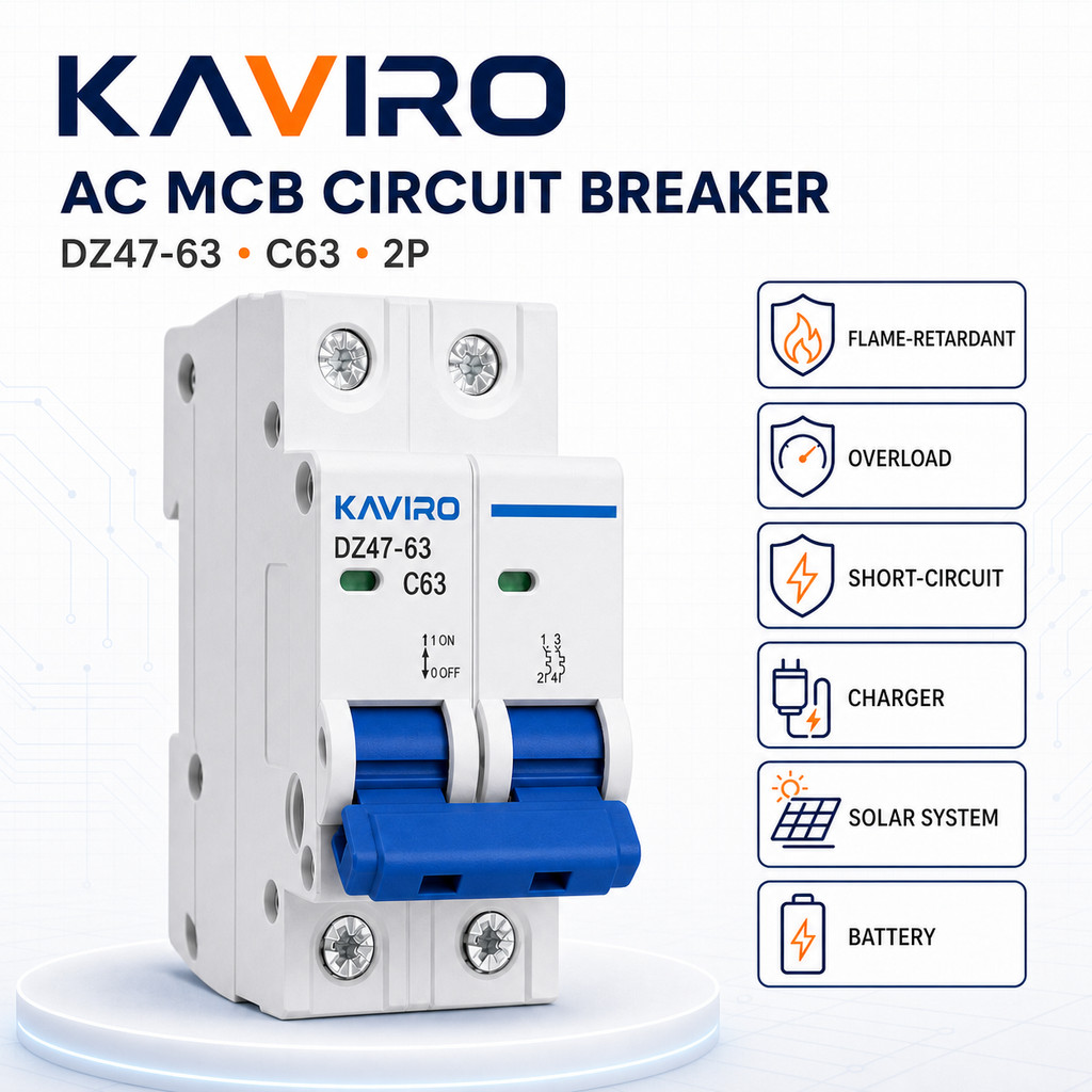 KAVIRO 2P AC DC 1000V MCB PV พลังงานแสงอาทิตย์ Mini Circuit Breaker แบตเตอรี่สวิทช์ 16A 20A 25A 32A 40A 50A 63A