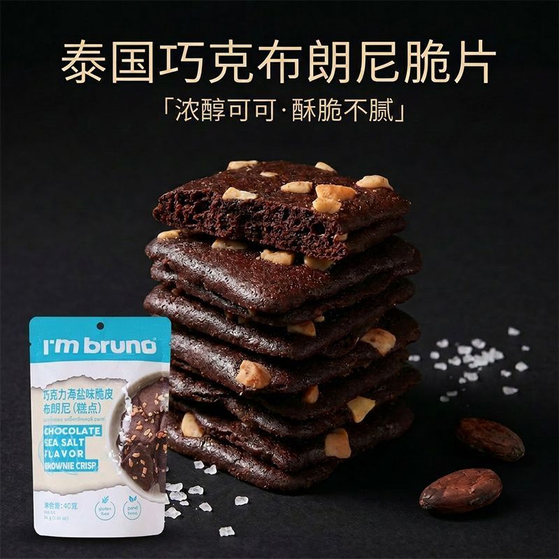 สไตล์ใหม่นําเข้าจากประเทศไทย Brownie IM BRUNO Sea Salt Chocolate Crispy Biscuits Drama Snacks Non-F2