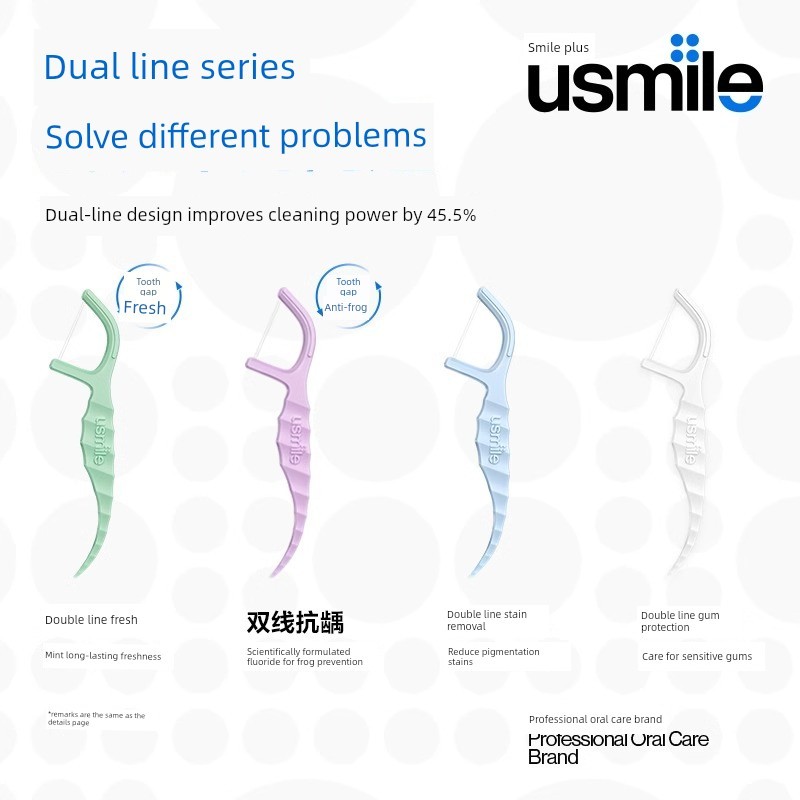 dental floss ไหมขัดฟัน Smile Plus usmile ไหมขัดฟันผู้ใหญ่ Double Floss Floss Floss Stick ในครัวเรือน