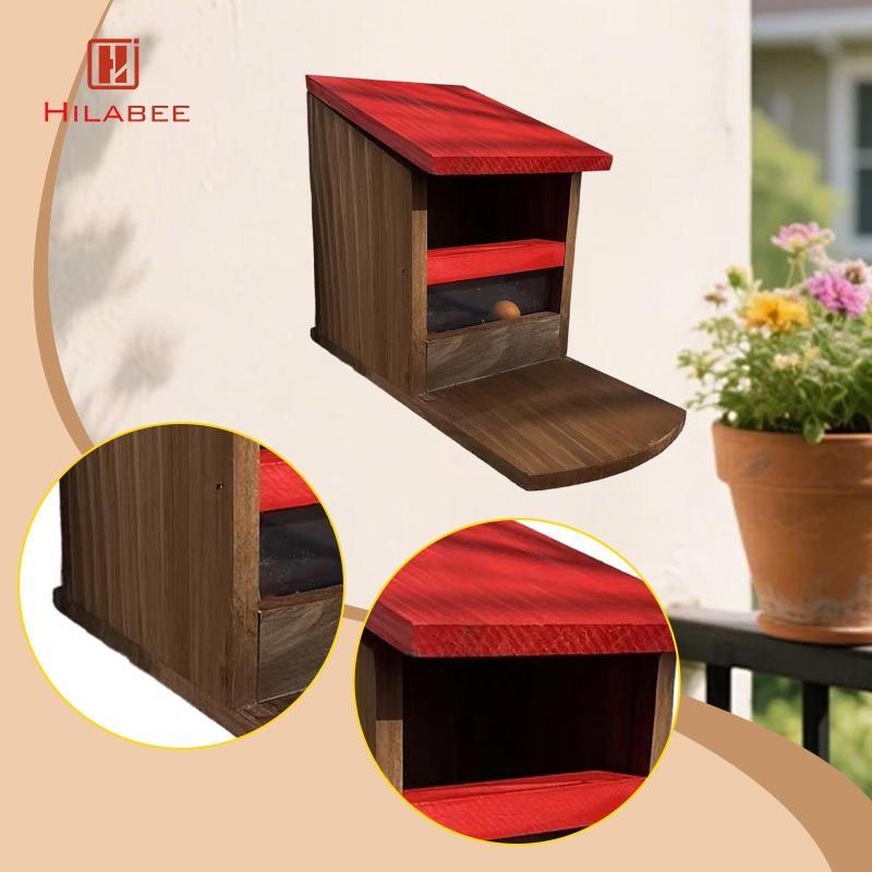 [hilabee] Squirrel Feeder Outdoor Squirrel Feeding Station Pet Feeder กล่องอาหารพร้อมฝาปิดบานพับไม้เ