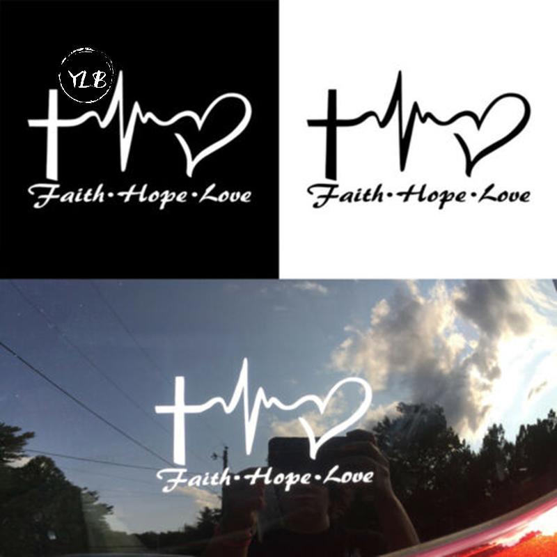 YLB> Faith Hope Love Vinyl Car Stier การ์ตูน Religiou Symbol ใหม่