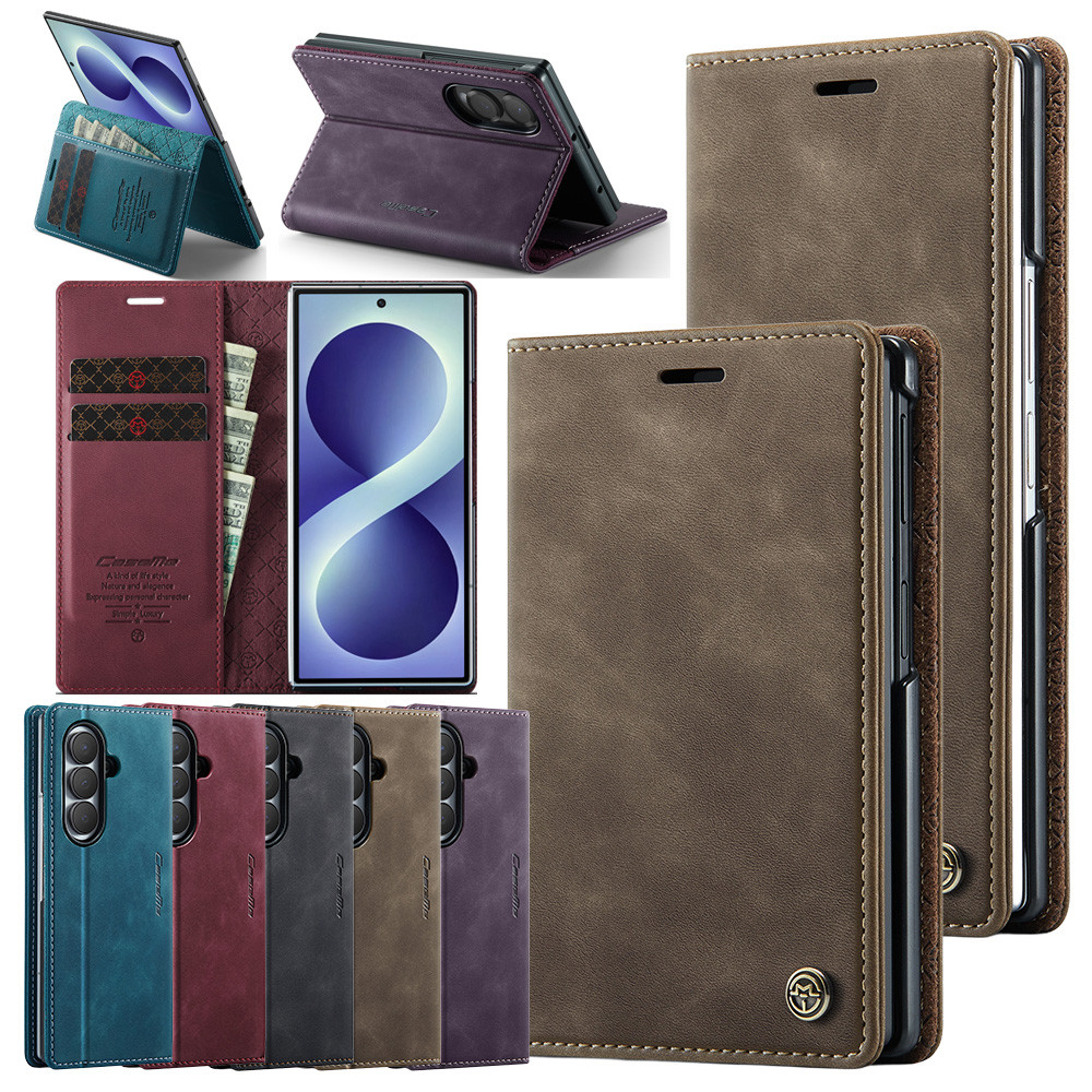 Retro Magnetic PU กระเป๋าสตางค์หนังสําหรับ Samsung Galaxy Z พับ 8 Ultra 7 Fold8 Fold7 8Ultra 8U ผู้ถ