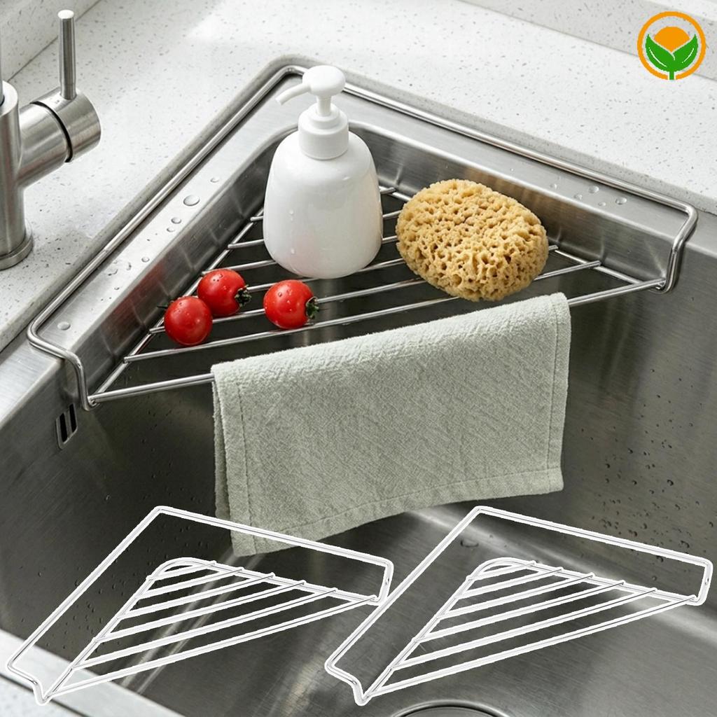 Breathable Open‐Grid Sink Corner Drainer - Heavy-Duty Anti-Corrion Stainless-Steel Shelf - ที่วางอบแห้ง