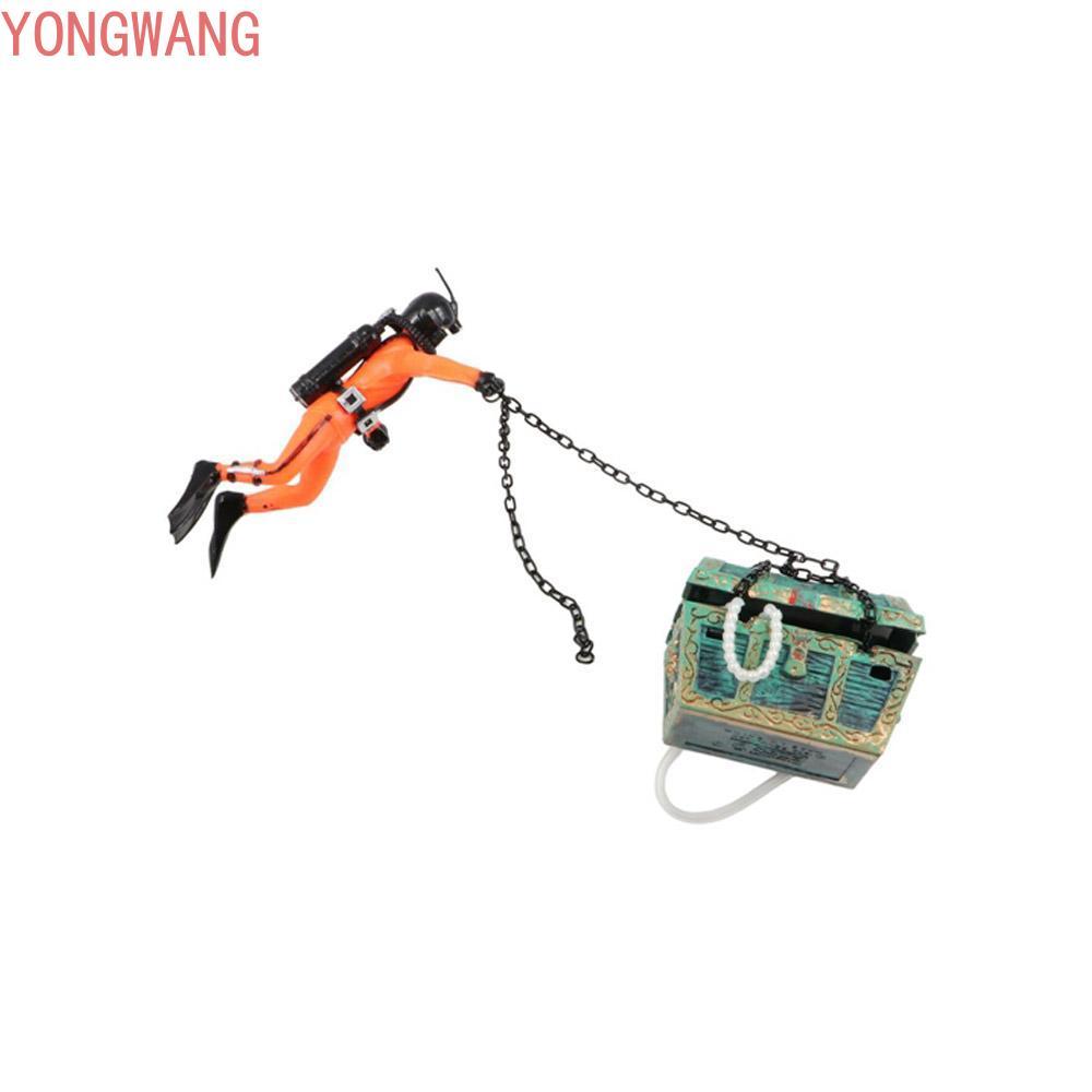 YONGWANG66ZX Fish Tank Decor Aeration Treasure Hunter Frogman Treasure Box Aquarium ตกแต่ง