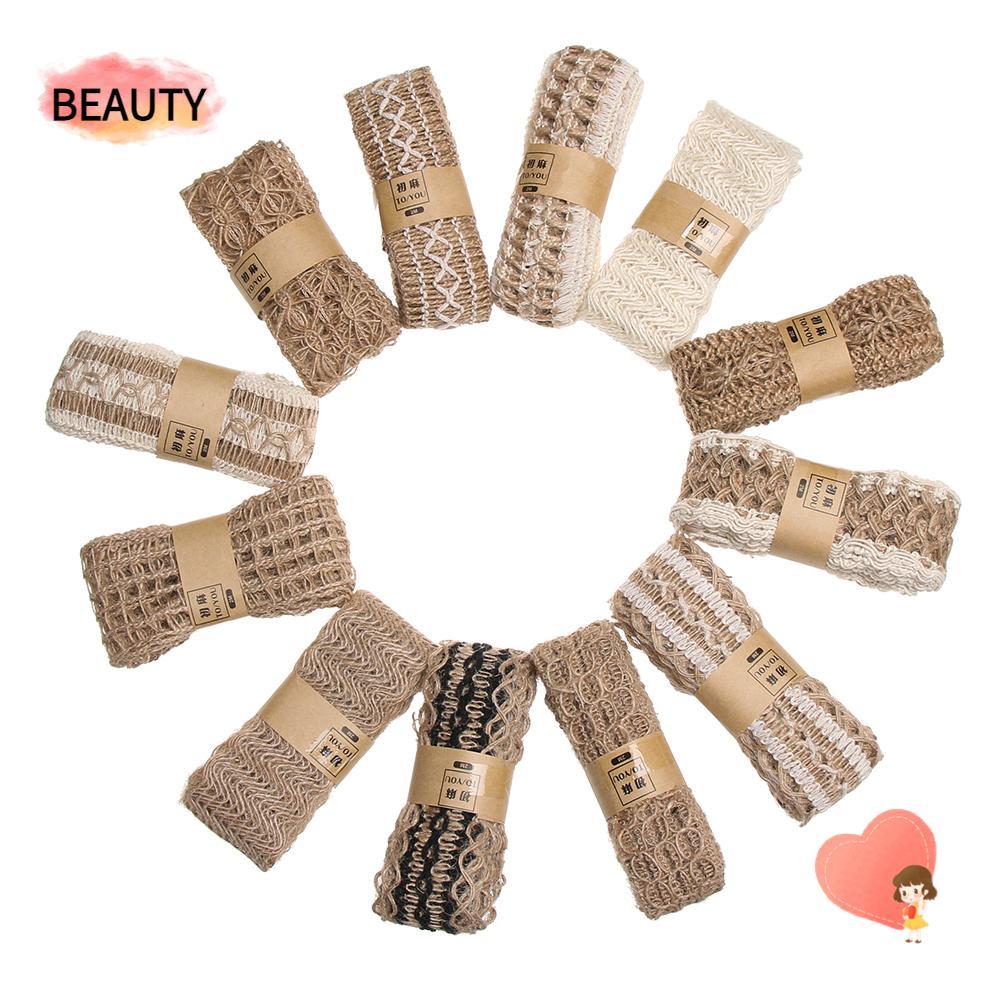 BEAUTY 2M Burlap ธรรมชาติ DIY Craft Rustic Wrap Party Supplies บรรจุของขวัญ