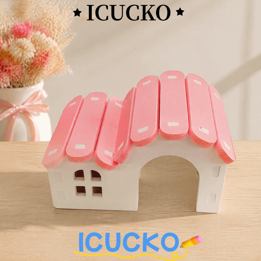 ICUCKO Hamster House Hideout, Hard PVC สัตว์เล็ก, สีสันสดใสกันน้ํา Breathable ทนทาน Hamster Nest Hou