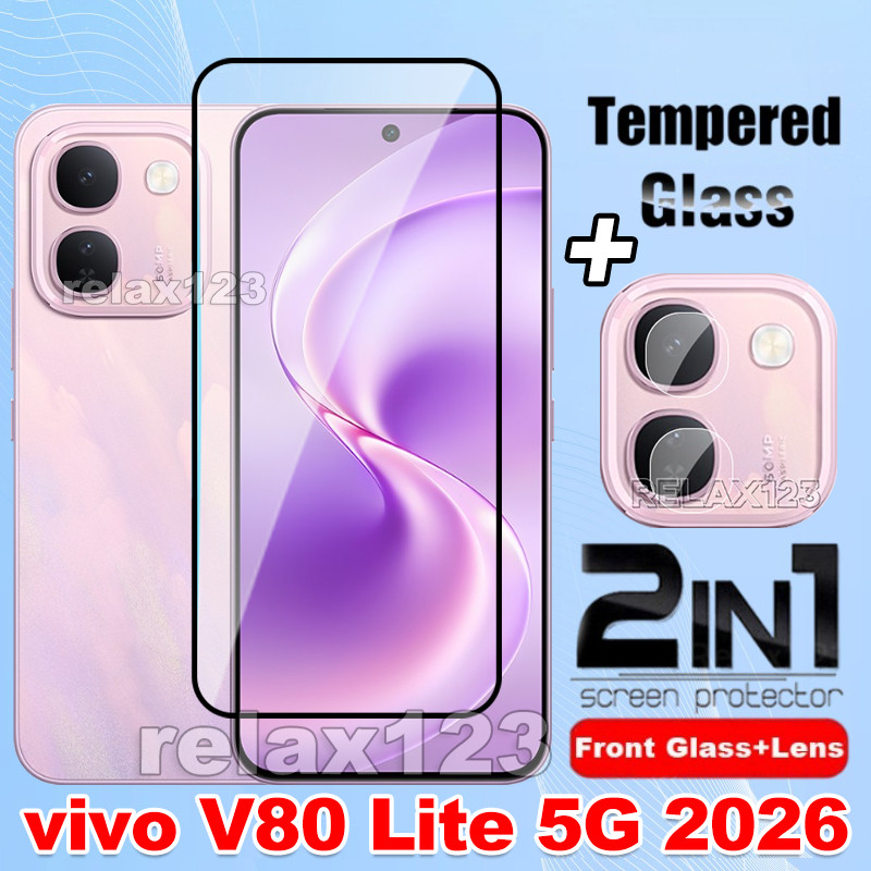 สําหรับ vivo V80 Lite 5G 2IN1 Full Screen Protector กระจกนิรภัยสําหรับ Vivo V80 Lite VIVO V80Lite Vi