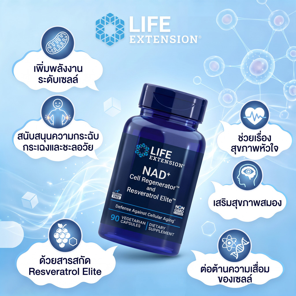 LIFE‑NAD Cell Regenerator NAD สำหรับฟื้นฟูเซลล์ ต้านอนุมูลอิสระ ชะลอความชรา เพิ่มพลังงานร่างกาย