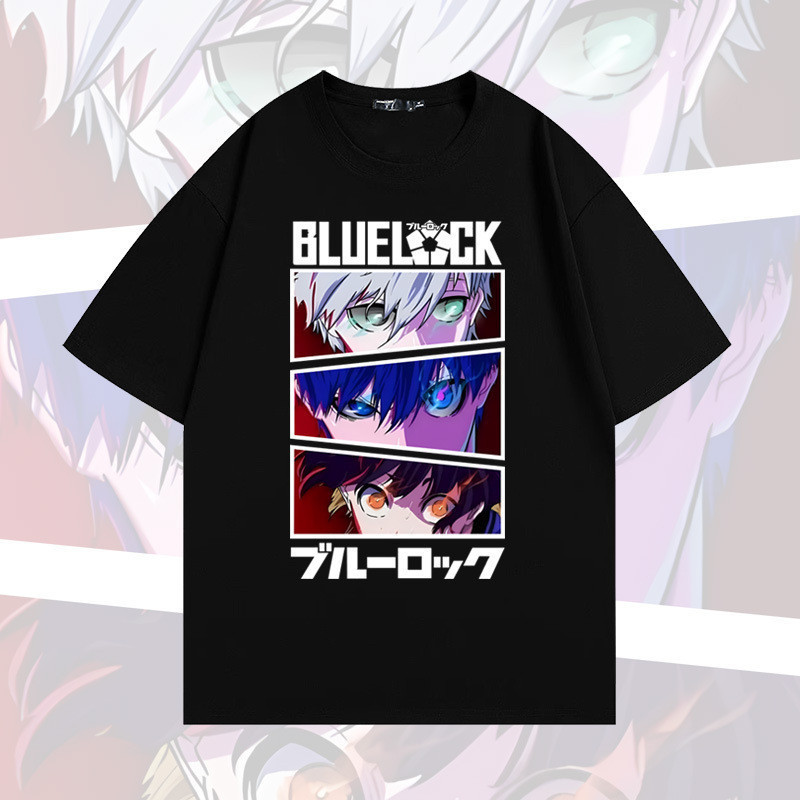 ใหม่ Blue Lock Isagi Yoichi เสื้อยืดการ์ตูนอะนิเมะแขนสั้นด้านบน  T SHIRT พิมพ์ผ้าฝ้าย