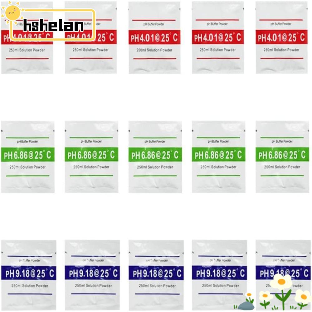 HHSELPH 15 ชิ้น PH Meter Calibration Solution Powder, PH 6.86 PH 4.01 PH Buffer Solution Powder, Poi