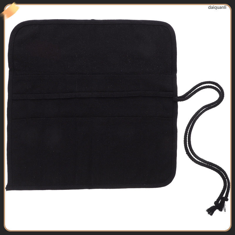 Artist Brush Storage Pouch Canvas for School Black daquanli