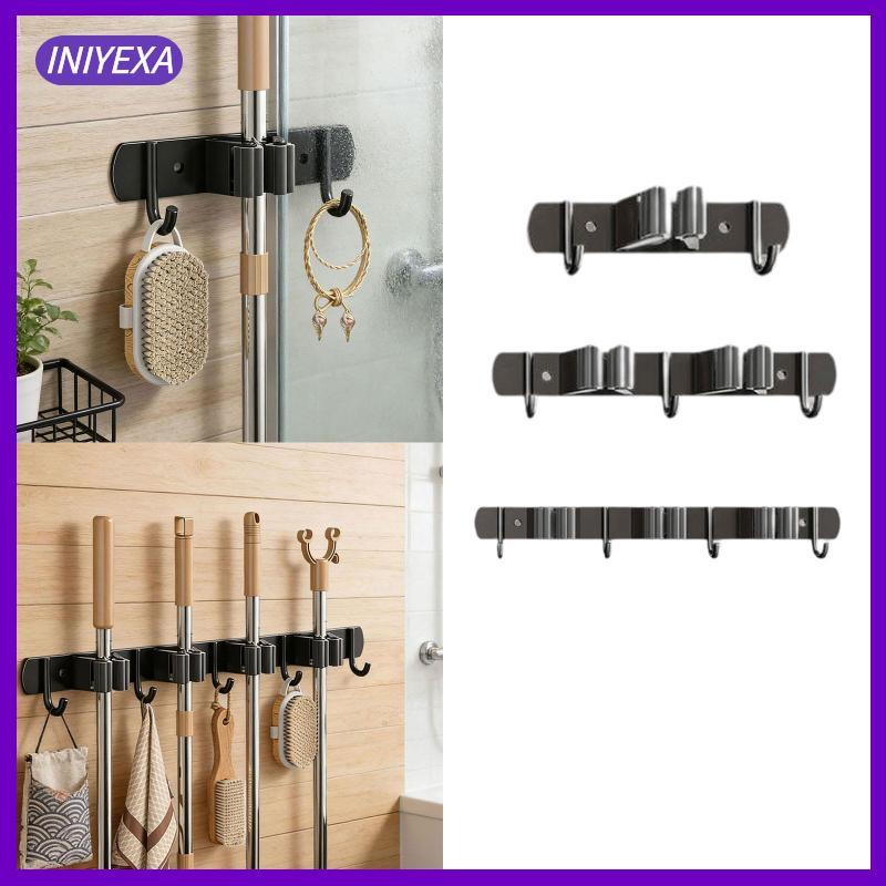 [Iniyexa] Mop Broom Holder Wall Mount Broom Holder Broom Organizer Storage Rack Non Slip Stainless S
