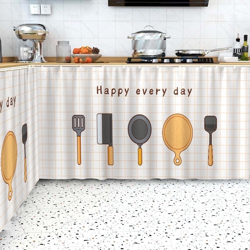Non-porous Blackout Curtains Cute Cabinet Blackout Curtains Kitchen Dust Curtains Home Decor