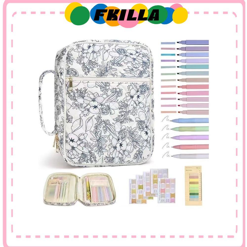 FKI Bible Cover Bag, Zipper Pocket Floral Design Bible Cover , Handle Bible Journaling Kit Church