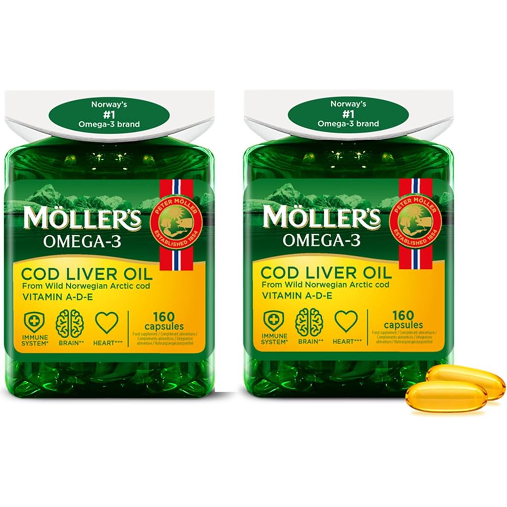 Moller  ® | แคปซูลน้ํามันคอดอาร์ | Omega 3 Fatty Acids DHA & EPA, ประกอบด้วยวิตามิน A, D & E, ระบบภู