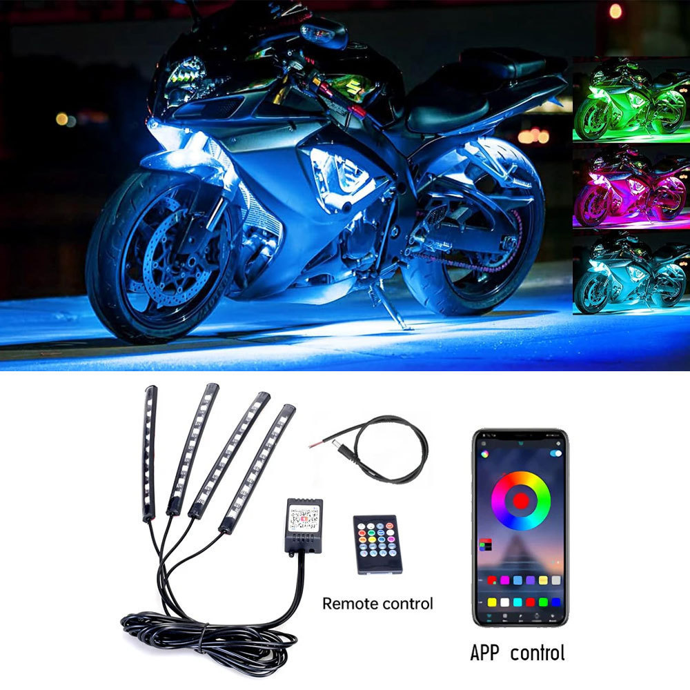 รถจักรยานยนต์ LED บรรยากาศ RGB ไฟตกแต่งบรรยากาศ Light Bar App รีโมทคอนโทรลดัดแปลง 2026.7.19z0903a2